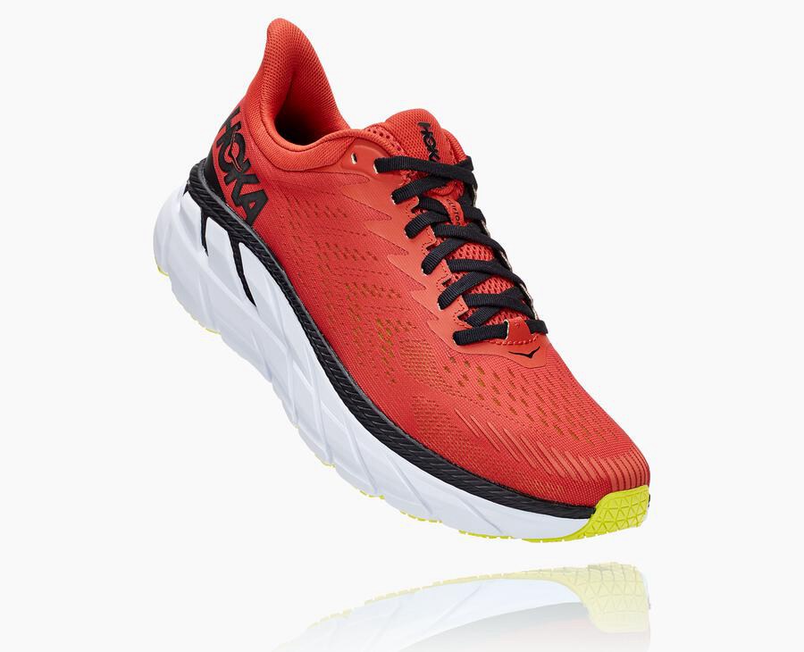 Hoka One One Mens Running Shoes - Clifton 7 - Red - BDXZ29806